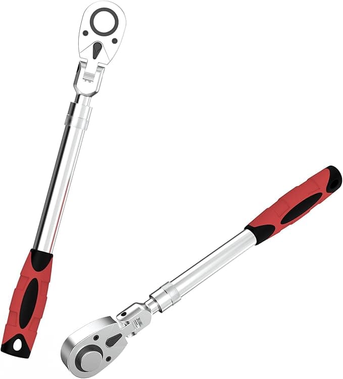 1-Piece 72-Tooth Quick-Release Adjustable Elastic Head Ratchet Wrench Set, 3/8-Inch Drive, Chromium-Vanadium Steel, 180-Degree Elastic Head, Ideal for Automotive Mechanics/Narrow Spaces