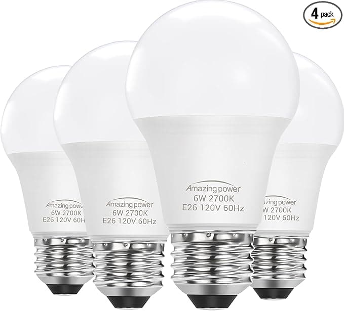 E26 LED Bulb, 40W Equivalent Medium Base Light Bulb, Non-Dimmable, Soft White 2700K, 6W E26 LED Light Bulbs for Home Lighting Lamp, 4-Pack