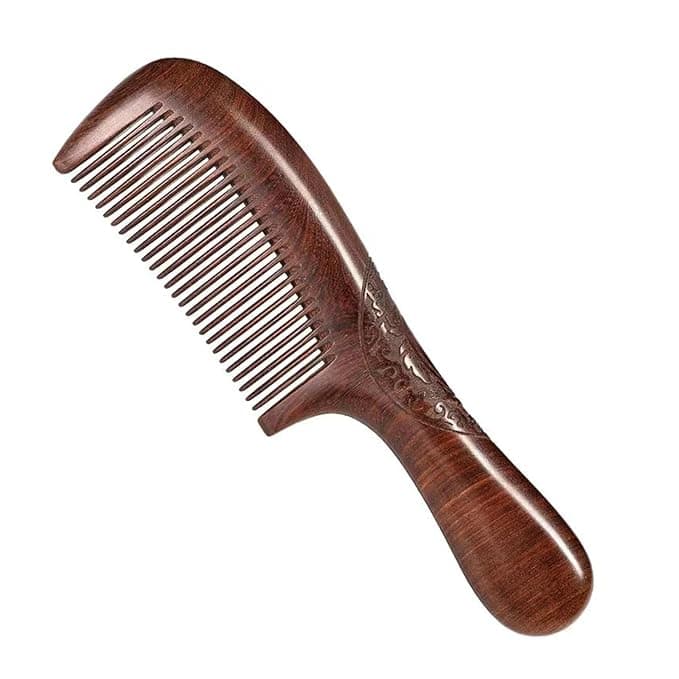 Natural Sandalwood Comb - Anti Static Wooden Comb for Women, Smooth Detangling Fine Tooth Hair Comb, Portable Travel Wood Combs for Curly & Straight Hair
