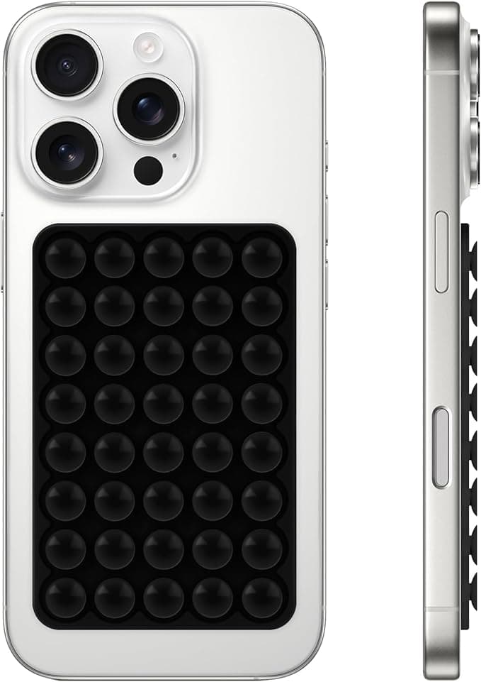 Silicone Suction Phone Case Mount, Non Slip Suction Cup Phone Holder for Selfies and Videos, Black