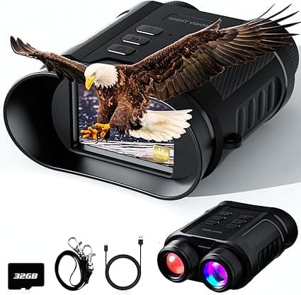 Night Vision Goggles for Hunting, 4K 5W Night Vision Binoculars with 8X Digital Zoom, Clear Visibility in Darkness, Save Photos & Videos with 32GB TF Card (4K Version)