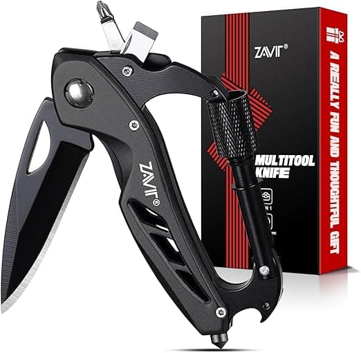 Gifts for Men, Multitool Carabiner with Pocket Knife Men Valentines Day, Mens Stocking Stuffers for Christmas, Stocking Stuffers for Dad Gifts from Daughter Son, Birthday Tools Gadgets for Him Husband