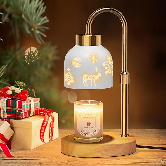 Lukasa Christmas Gifts, Christmas Candle Warmer Lamp, with Timer and Dimmer, Adjustable Height Candle Lamp, Wax Melt Warmer for Scented Jar Candles, Christmas Gifts for Women Mom Girls Teens Adults