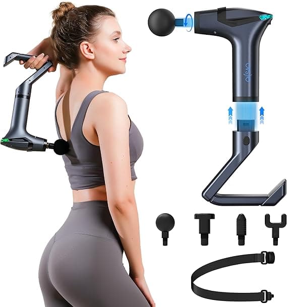 3-in-1 Detachable Percussion Massage Gun with Extension Handle, Muscle Massage Gun Deep Tissue for Arm Shoulder Lower Back Thigh Waist, Portable & Quiet for Home Gym Office Use,12 Speeds-Gifts for All
