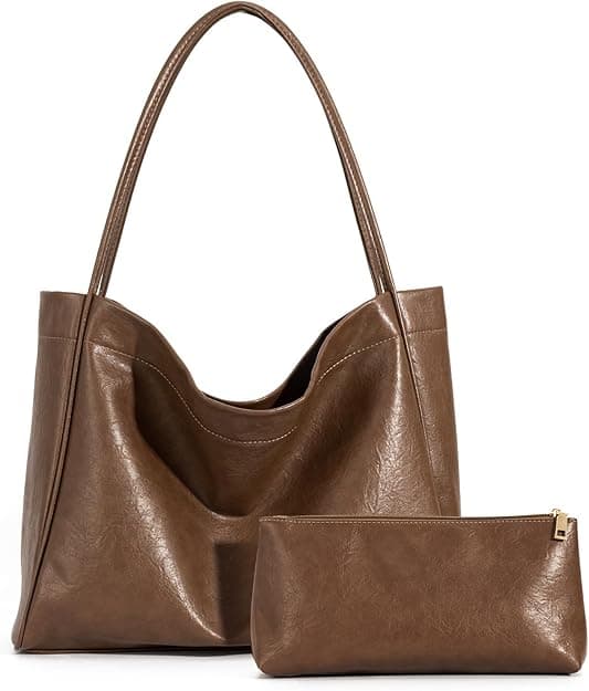 VOCUS Tote Bag for Women 2Pcs Large Casual PU Weekender Bag Soft Vegan Leather Shoulder Hobo Handbag Purse Travel Oversize