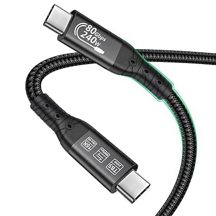 OCEEK Thunderbolt 5 Cable 3.3ft USB 4,High Speed USB-C Up to 120Gbps Bandwidth,240W PD3.1 Fast Charging,80Gbps Data Transfer,Compatible for Ultra MacBook Pro iPhone 17/16/15 Mac mini M4,16K Display