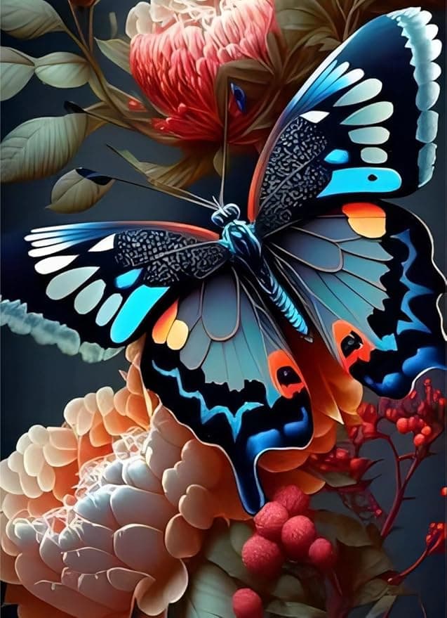 FILASLFT Butterfly Diamond Painting Kits for Adults,DIY Diamond Art,Flower Diamond Painting Diamond Dots Paint with Diamonds for Home Wall Decor Festival Gifts 12x16 Inch.