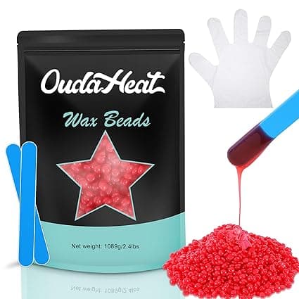 Wax Beads, 2.4lb Wax Beans for Hair Removal Sensitive Skin, Brazilian Coarse Waxing for Face, Bikini, Eyebrow, Back, Chest, Legs, Armpit, Waxing Beads for Women Men, 5 Silicone Stick, Rose