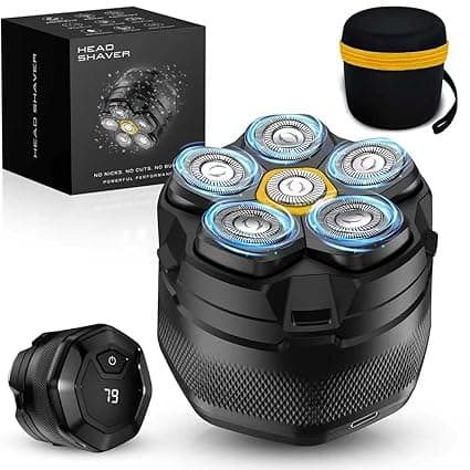 Head Shaver for Bald Men, 10000 RPM High-Speed 6D Magnetic Razor, IPX8 Waterproof Wet/Dry Shaving, Hypoallergenic Blades, LED Display & Storage Case