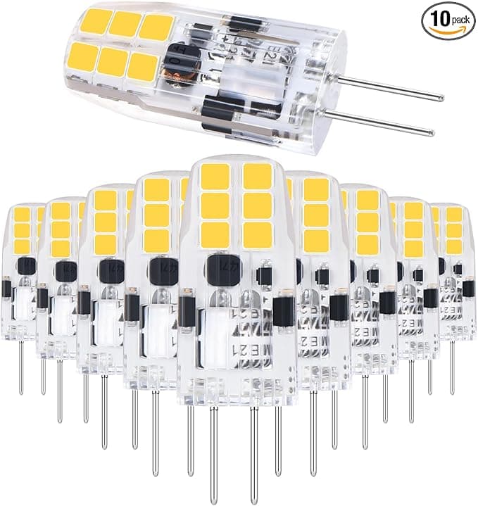 G4 LED Bulb, G4 12V Bi Pin Base 20W Halogen Bulb Replacement, Daylight White 6000K Non-Dimmable, 10-Pack