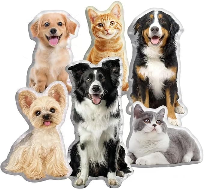 Personalized Pillow with Picture, Custom Dog Cat Face Pillow Pet Memorial Gifts for Dogs，Custom Pillow for Christmas Valentine's Day Ships Next Day (16 inch)