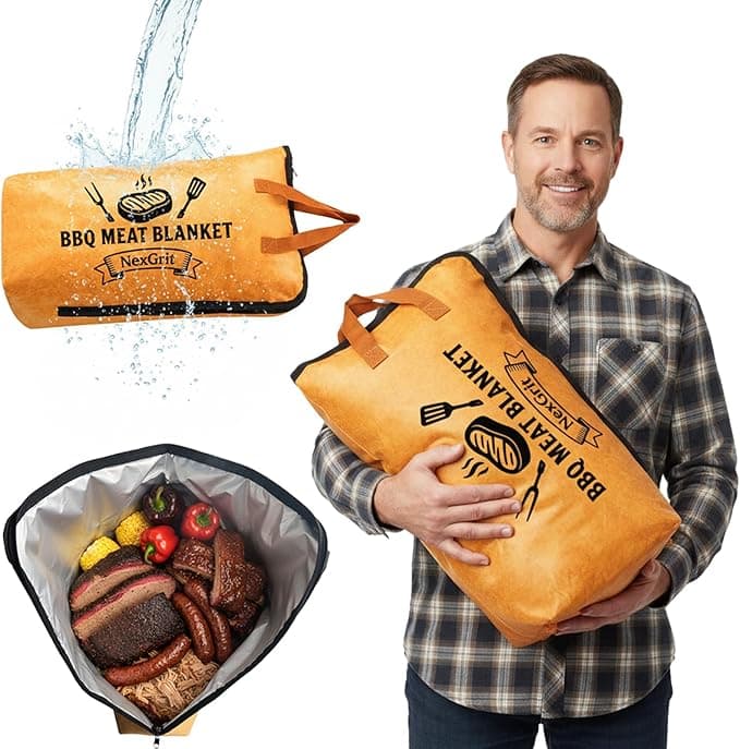 BBQ Meat Blanket for Resting 21", Smoker Meat Resting Blanket, [Upgraded Leak-Proof] Reusable Grilling Brisket Meat Insulated Resting Bag with Wide Mouth for Large Brisket/Beef/Pork Shoulders/Turkeys