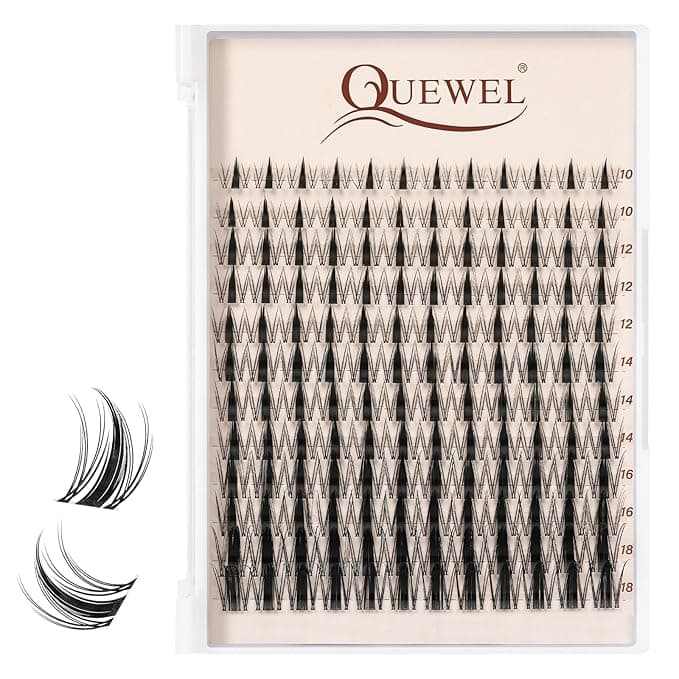 QUEWEL Fairy-Lash-Clusters, 144pcs Manga-Lash-Clusters Mix10-18mm Wispy Natural Invisible Band Eyelash Clusters for DIY Cluster Eyelash Extensions(Fairy DH)