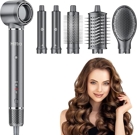 6-in-1 Ionic Hot Air Styler, Powerful High Speed Hair Dryer Brush, Auto Wrap Curler for Fast Drying, Volumizing&Straightening for Multi Styler, Cool Shot Button-No Heat Damage,Gift for All Hair-Travel