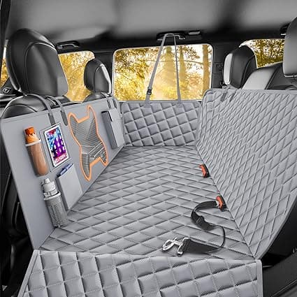 Dog Seat Cover for Car Back Seat, SUVs - Zipper Design Seat Protector for Dogs with Mesh Window & Waterproof – Dog Hammock - Resistant & Scratch-Proof (Gray, for Cars)