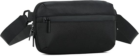 Crossbody bag, Small Sling Bag Fanny Packs for Men Women,Cross Body Fashion Waist Packs,Phone Chest Shoulder Pack Black Belt Bag with Adjustable Strap (Black)