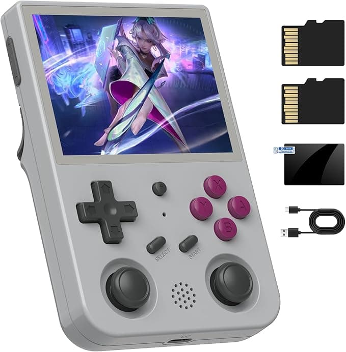 RG353VS Retro Linux System Video Handheld Game Console 3.5" IPS Screen RK3566 64bit Game Player 64G TF Card Built-in 4450 Classic Games Bluetooth 4.2 and 5G WiFi