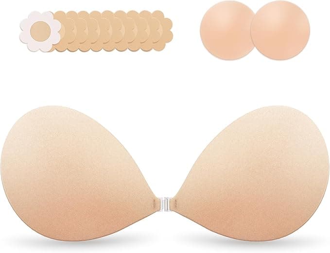 Invisible Strapless Sticky Bra Push up for Women | Ultra Adhesive Bra for Backless Dress | Cleavage Bra Lift with Pasties Kit