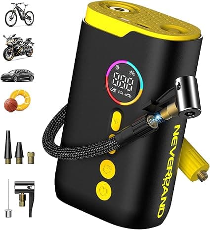NEVERLAND Tire Inflator Portable Air Compressor - 150 PSI Electric Air Pump for Car Tires with Auto Shut, Cordless Tire Air Pump for Bicycle, Motorcycle, Bike Tire Pump with Gauge