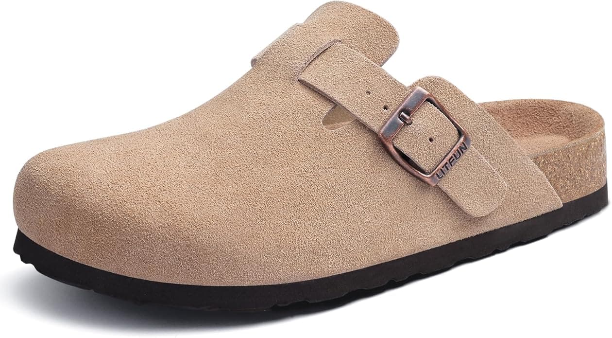 Litfun Women Suede Clogs with Soft Footbed and Arch Support