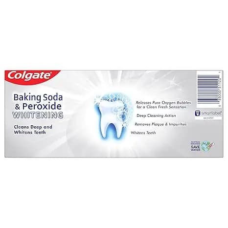 Colgate Baking Soda and Peroxide Toothpaste Whitens Teeth Fights Cavities and Removes Stains Brisk Mint 6 Ounce Pack of 2
